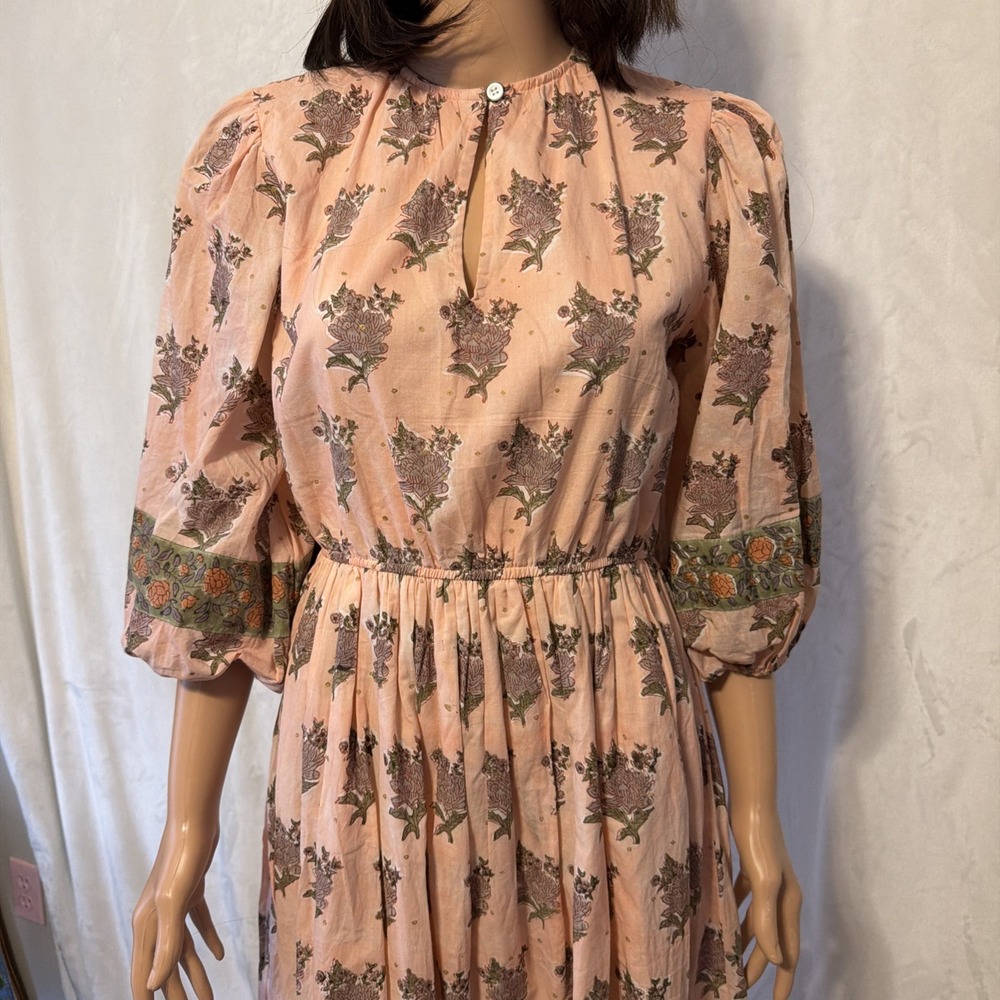 Victoria Dunn Women's Midi Dress Small Flowy Cottagecore Prairie Boho Ruffles - Picture 2 of 10